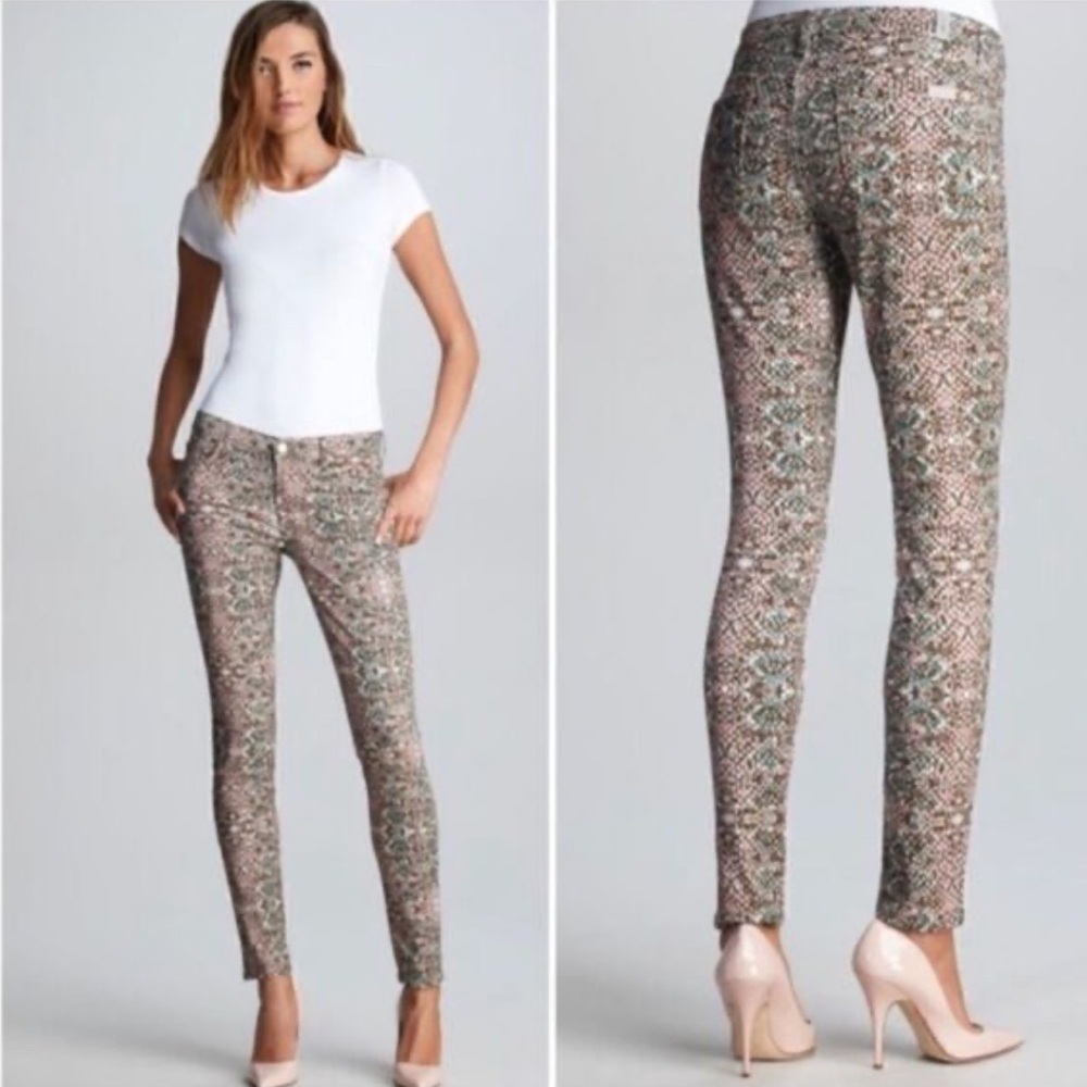 *7 FOR ALL MANKIND* Multicolor Patterned Jeggings Size 26